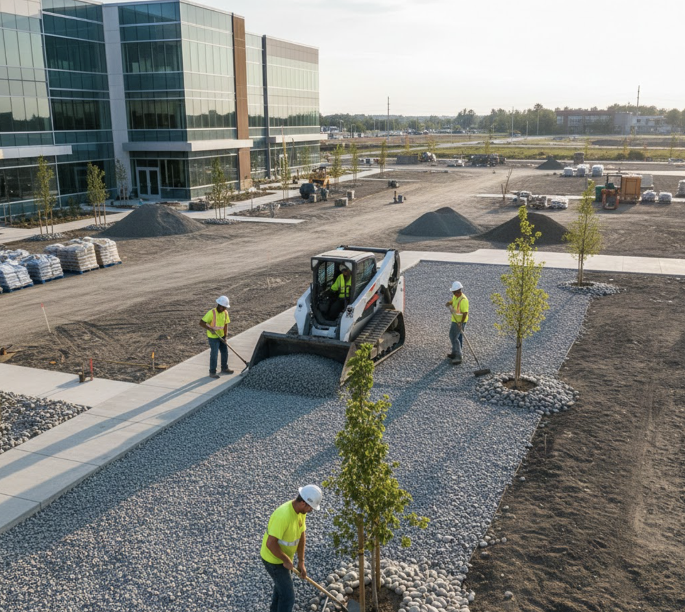 Commercial Gravel Stone Laying